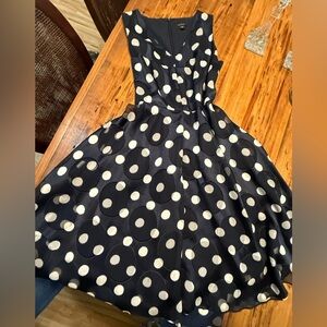 Stunning Navy and White Polka Dot Dress by Ann Taylor